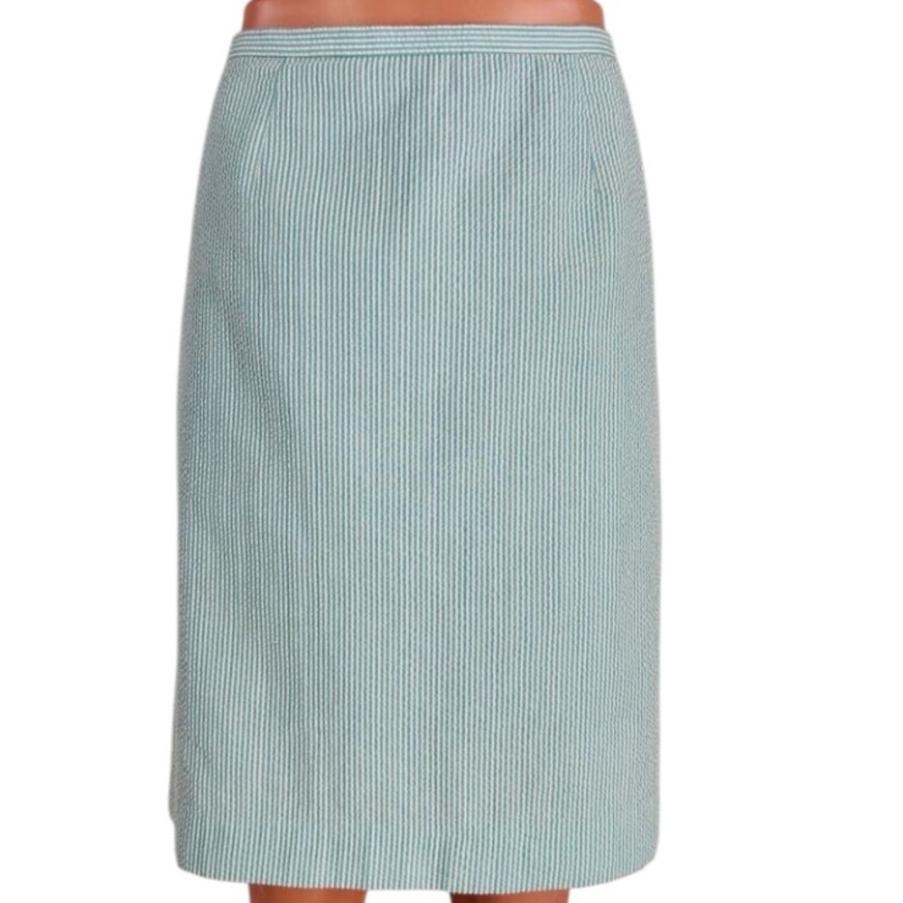 Bandolino Blue White Striped Seersucker Midi skirt size 12